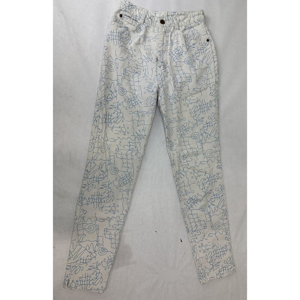 Vintage Union Bay 80s 90s Jeans Squiggle Doodle Print Hong Kong Denim Size 7